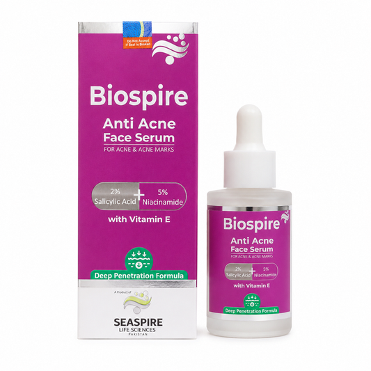 Biospire Anti-Acne Face Serum bottle with 2% salicylic acid and 5% niacinamide